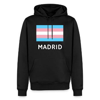 Drapeau de la Trans Pride Madrid - Sweat à capuche Premium bio Homme - noir - Devant - Nico (187cm)
