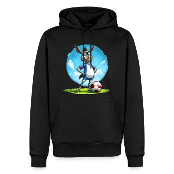 Fussball Esel - Männer Premium Bio Hoodie - Schwarz - Vorne - Nico (187cm)