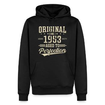 Original seit Jahrgang 1953 - Männer Premium Bio Hoodie - Schwarz - Vorne - Nico (187cm)