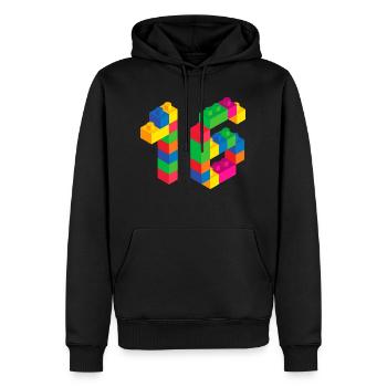 Cute Block Building 16th Birthday Gift 16 Year - Men’s Premium Organic Hoodie - black - Front - Nico (187cm)