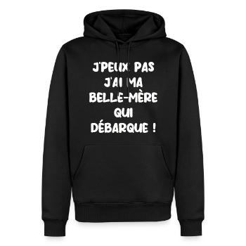 J’peux pas j’ai ma belle mère qui débarque - Sweat à capuche Premium bio Homme - noir - Devant - Nico (187cm)