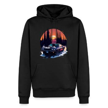 Voiture de sport classique - Sweat à capuche Premium bio Homme - noir - Devant - Nico (187cm)