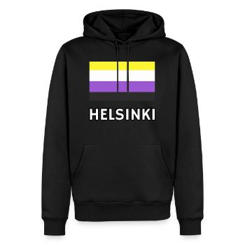 Non binary Pride Flag Helsinki - Men’s Premium Organic Hoodie - black - Front - Nico (187cm)