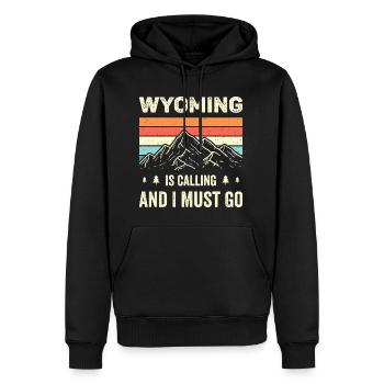 Wyoming ruft und ich muss gehen - Männer Premium Bio Hoodie - Schwarz - Vorne - Nico (187cm)