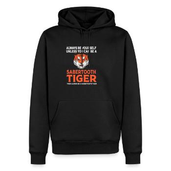 Tigre à dents de sabre Préhistorique - Sweat à capuche Premium bio Homme - noir - Devant - Nico (187cm)
