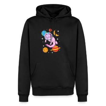 Astronaute axolotl - Sweat à capuche Premium bio Homme - noir - Devant - Nico (187cm)