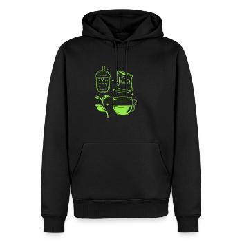 Matcha - Männer Premium Bio Hoodie - Schwarz - Vorne - Nico (187cm)