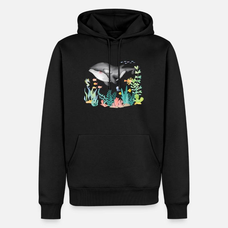 Orca Ozean Underwater - Männer Premium Bio Hoodie - Schwarz