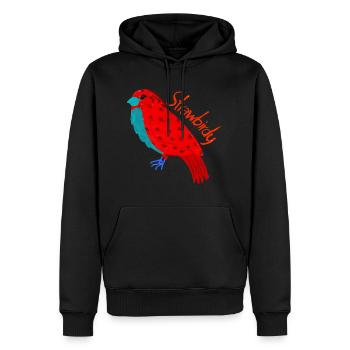Oiseau et fraise. Oiseaux de paille - Sweat à capuche Premium bio Homme - noir - Devant - Nico (187cm)