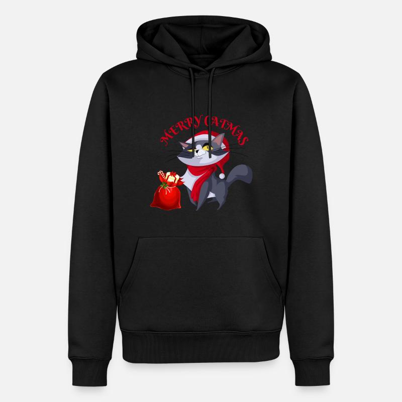 Chat de Noël - Sweat à capuche Premium bio Homme - noir