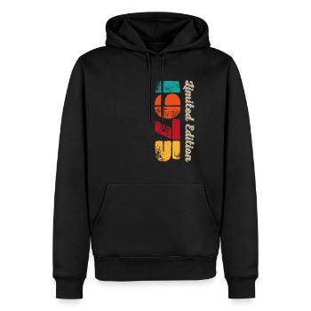 Millésime 1975 - Sweat à capuche Premium bio Homme - noir - Devant - Nico (187cm)