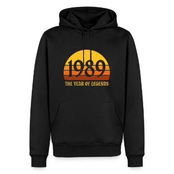 Millésime 1989 - Sweat à capuche Premium bio Homme - noir - Devant - Nico (187cm)