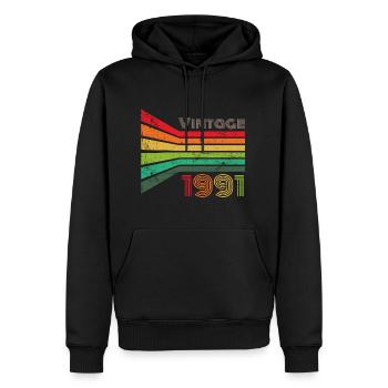 Vintage 1991 - Männer Premium Bio Hoodie - Schwarz - Vorne - Nico (187cm)
