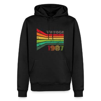 Millésime 1987 - Sweat à capuche Premium bio Homme - noir - Devant - Nico (187cm)