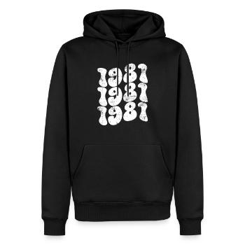 Millésime 1981 - Sweat à capuche Premium bio Homme - noir - Devant - Nico (187cm)