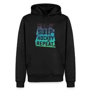 Manger dormir Hockey Répéter - Sweat à capuche Premium bio Homme - noir - Devant - Nico (187cm)
