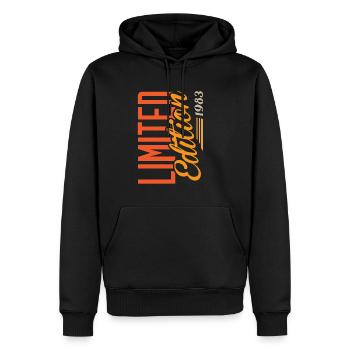 Millésime 1983 - Sweat à capuche Premium bio Homme - noir - Devant - Nico (187cm)