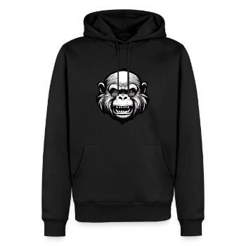 Affe / Tier / Zoo / Schimpanse / Wild / Comic - Männer Premium Bio Hoodie - Schwarz - Vorne - Nico (187cm)