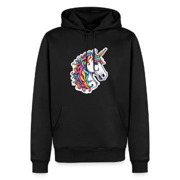 Licorne / Cheval / Fille / Créature mythique / Conte de fées - Sweat à capuche Premium bio Homme - noir - Devant - Nico (187cm)