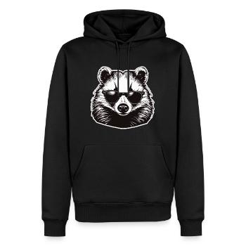 Dachs / Nagetier / Tier / Streifen / Wild - Männer Premium Bio Hoodie - Schwarz - Vorne - Nico (187cm)