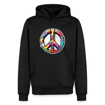 Love Peace and Harmonie / Hippie / Freiheit - Männer Premium Bio Hoodie - Schwarz - Vorne - Nico (187cm)