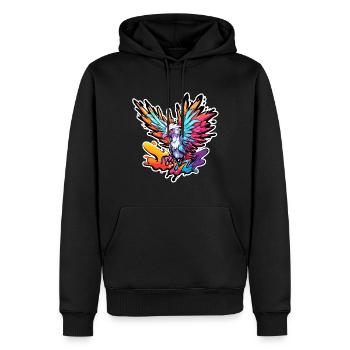 Phoenix / Vogel / Tier / Fabelwesen / Feuer - Männer Premium Bio Hoodie - Schwarz - Vorne - Nico (187cm)