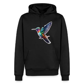 Colibri / Oiseau / Animal / Vol / Ailes / Plumes - Sweat à capuche Premium bio Homme - noir - Devant - Nico (187cm)