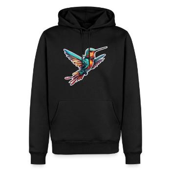 Colibri / Oiseau / Animal / Vol / Ailes / Plumes - Sweat à capuche Premium bio Homme - noir - Devant - Nico (187cm)