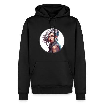 Rocker Girl / Punkrock / Frau / bunte Haare / cool - Männer Premium Bio Hoodie - Schwarz - Vorne - Nico (187cm)