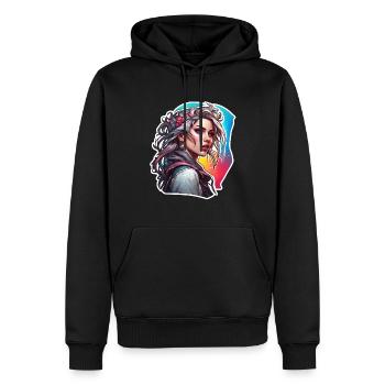 Rocker Girl / Punkrock / Frau / bunte Haare / cool - Männer Premium Bio Hoodie - Schwarz - Vorne - Nico (187cm)