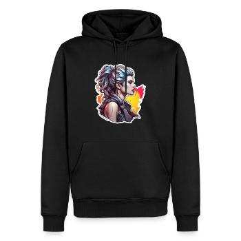Rocker Girl / Punkrock / Frau / bunte Haare / cool - Männer Premium Bio Hoodie - Schwarz - Vorne - Nico (187cm)