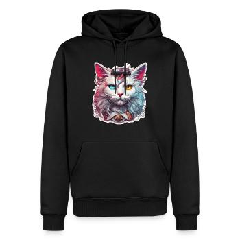 Cool Cat / Funny / Animal / Pet / Crazy - Men’s Premium Organic Hoodie - black - Front - Nico (187cm)