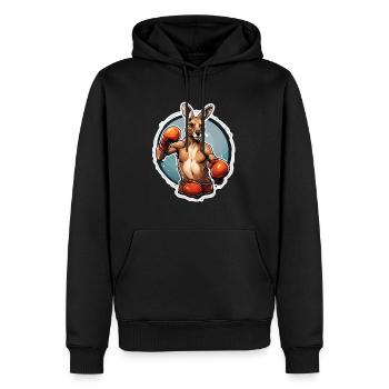 Känguru / Tier / Australien / Beuteltier / Outback - Männer Premium Bio Hoodie - Schwarz - Vorne - Nico (187cm)