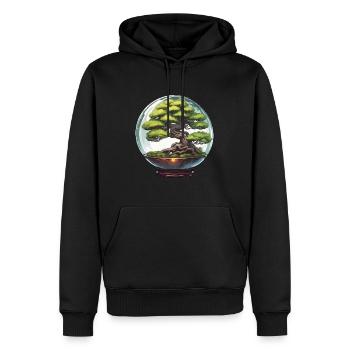 Bonsai im Glas / Botanik / Biotop / Terrarium - Männer Premium Bio Hoodie - Schwarz - Vorne - Nico (187cm)