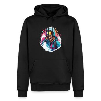 Snowboarder / Sports d’hiver / Piste / Neige / Alpes - Sweat à capuche Premium bio Homme - noir - Devant - Nico (187cm)