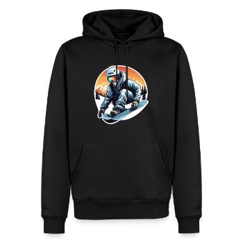 Snowboarder / Sports d’hiver / Piste / Neige / Alpes - Sweat à capuche Premium bio Homme - noir - Devant - Nico (187cm)