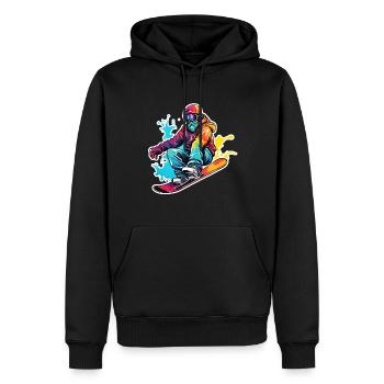 Snowboarder / Sports d’hiver / Piste / Neige / Alpes - Sweat à capuche Premium bio Homme - noir - Devant - Nico (187cm)