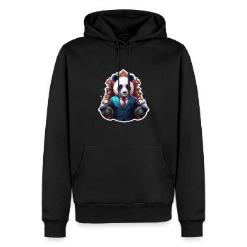 Panda / Tier / Zoo / Bambus / Wild / Kindlich - Männer Premium Bio Hoodie - Schwarz - Vorne - Nico (187cm)