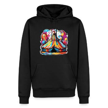 Chapiteau / Piste de cirque / Divertissement / Artistes - Sweat à capuche Premium bio Homme - noir - Devant - Nico (187cm)