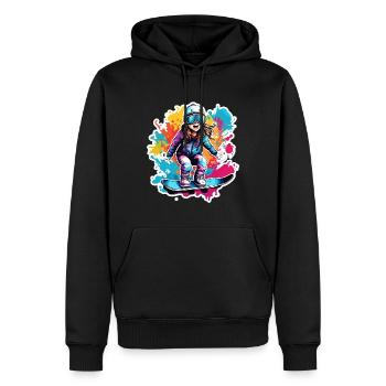 Snowboarder / Sports d’hiver / Piste / Neige / Alpes - Sweat à capuche Premium bio Homme - noir - Devant - Nico (187cm)