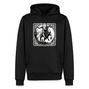 Stier / Bulle / Tier / Hörner / Stierkampf - Männer Premium Bio Hoodie - Schwarz - Vorne - Nico (187cm)