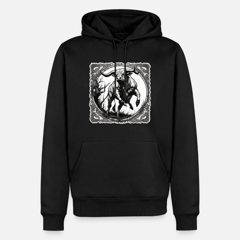 Stier / Bulle / Tier / Hörner / Stierkampf - Männer Premium Bio Hoodie - Schwarz