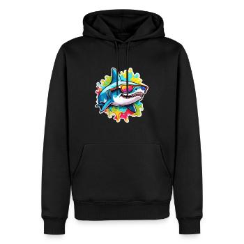 Requin / Faune / Sous-marin / Mer / Océan - Sweat à capuche Premium bio Homme - noir - Devant - Nico (187cm)