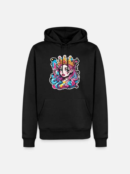 Prinzessin / Frau / Mädchen / Dame / Comic - Männer Premium Bio Hoodie - Schwarz