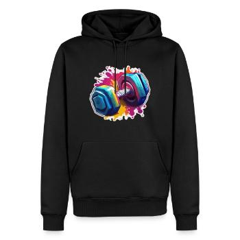 Dumbbell / Weights / Sports / Strength Training / Workout - Men’s Premium Organic Hoodie - black - Front - Nico (187cm)
