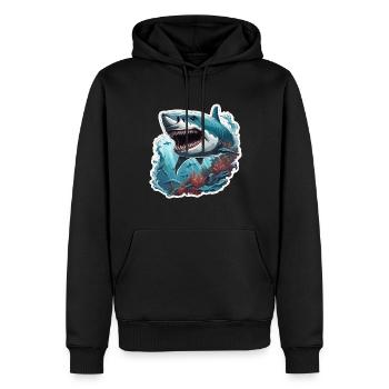 Requin / Faune / Sous-marin / Mer / Océan - Sweat à capuche Premium bio Homme - noir - Devant - Nico (187cm)