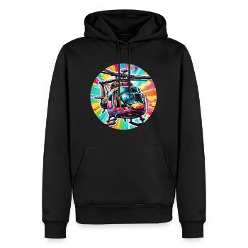 Helikopter / Hubschrauber / fliegen / Luftfahrt - Männer Premium Bio Hoodie - Schwarz - Vorne - Nico (187cm)