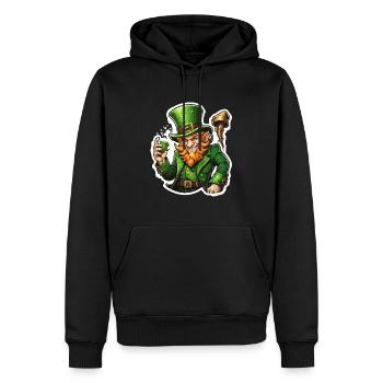 Leprechaun / Leprechaun / Vert / Gingembre / Irlande - Sweat à capuche Premium bio Homme - noir - Devant - Nico (187cm)