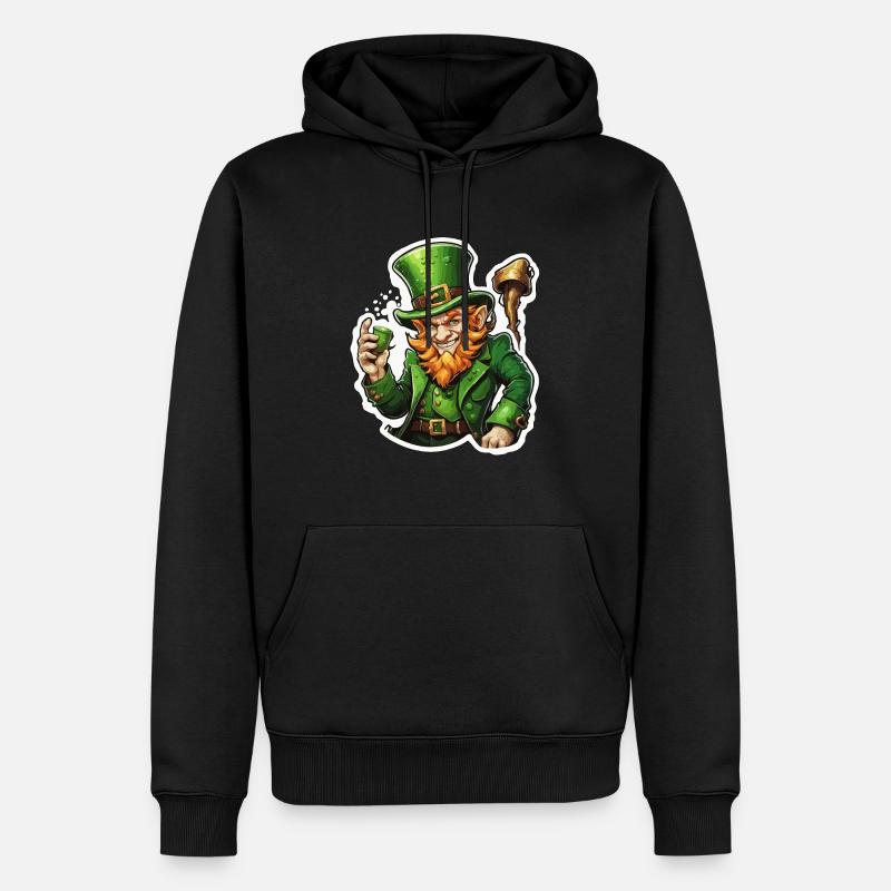 Leprechaun / Leprechaun / Vert / Gingembre / Irlande - Sweat à capuche Premium bio Homme - noir
