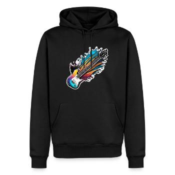 Rock n roll / Guitare / Musique / Instrument - Sweat à capuche Premium bio Homme - noir - Devant - Nico (187cm)